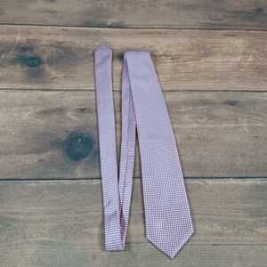 Brioni Mens Pink Navy Blue Geometric Silk Tie Handmade Italy Classic Necktie